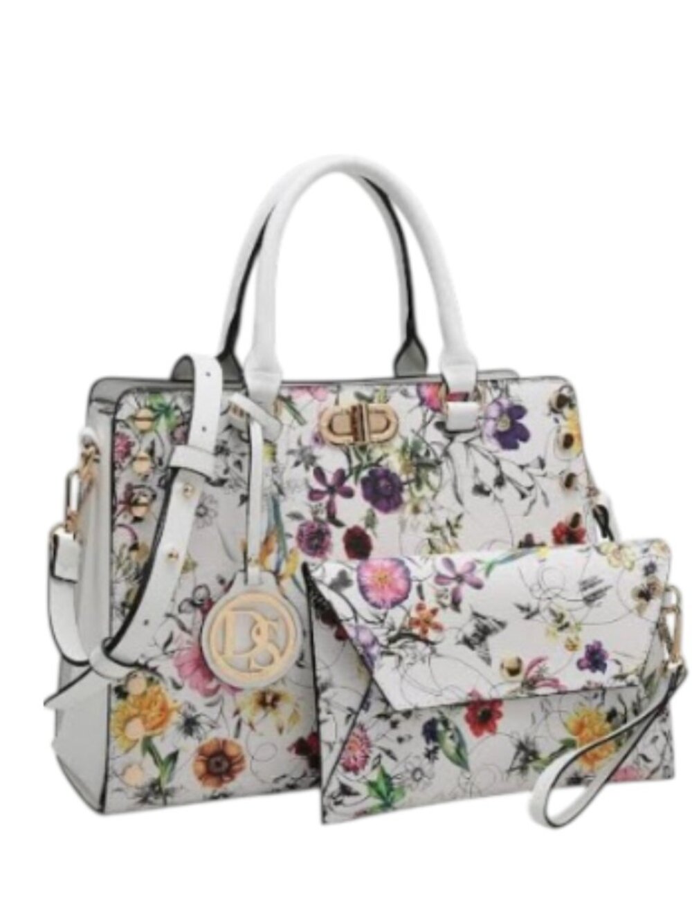 Dasein Floral Vegan Leather Handbag & Matching Clutch - NWOT